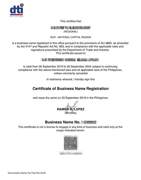 change business name dti.